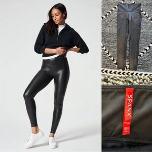 Spanx Black Faux Leather Leggings size M
